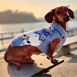 COURMAYEUR by POLDO DOG COUTURE Alpaca and Wool Sweater - Blue and White